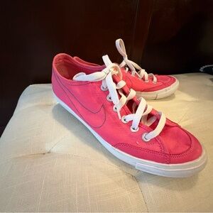Nike Women's Pink Low-Top Canvas Sneakers with White Laces